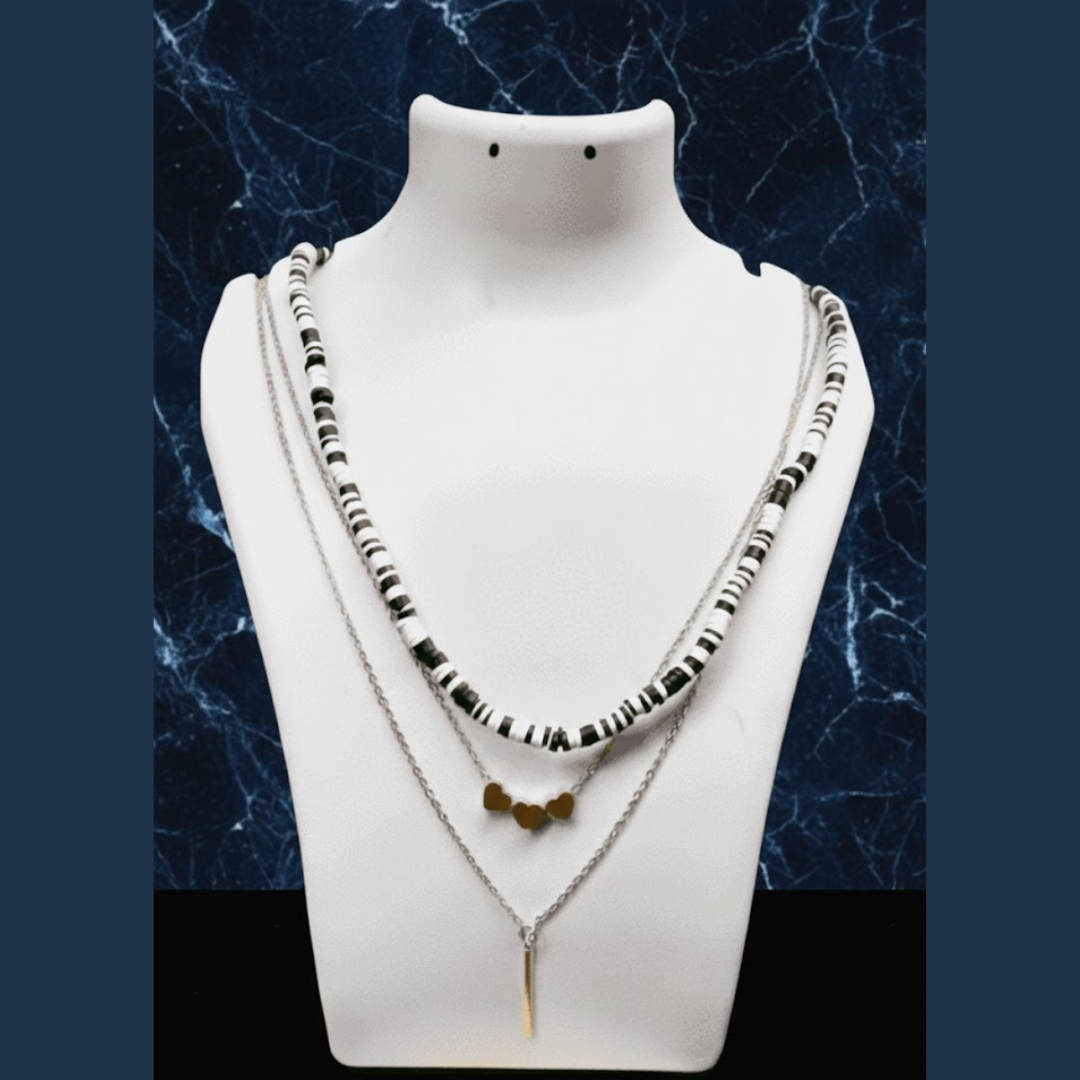 Boho Chic Necklace – Layered Beads & Chain (1Pc)