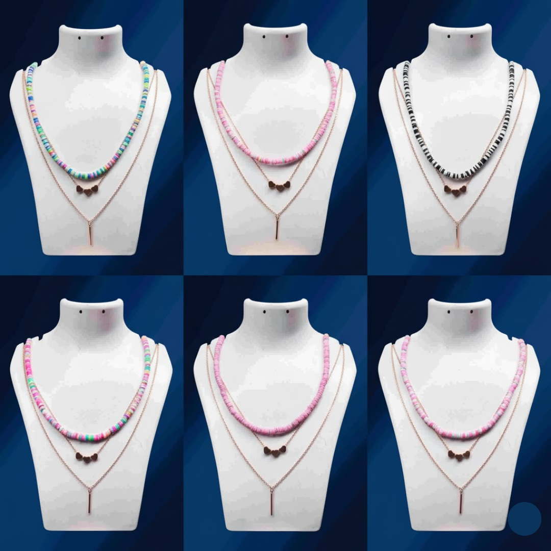 Boho Chic Necklace – Layered Beads & Chain (1Pc)