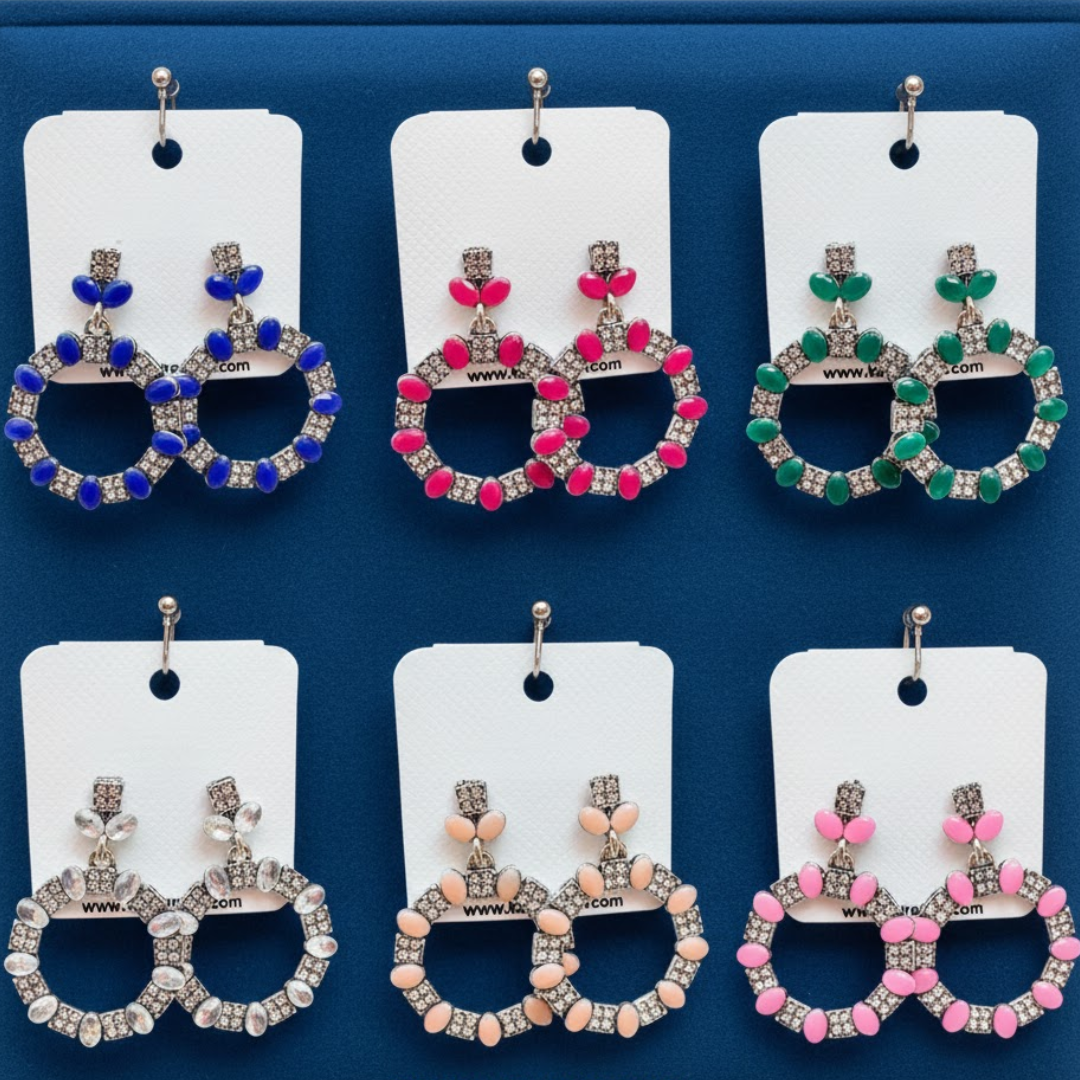 Crystal Bloom Hoop Earrings (1 Pair)