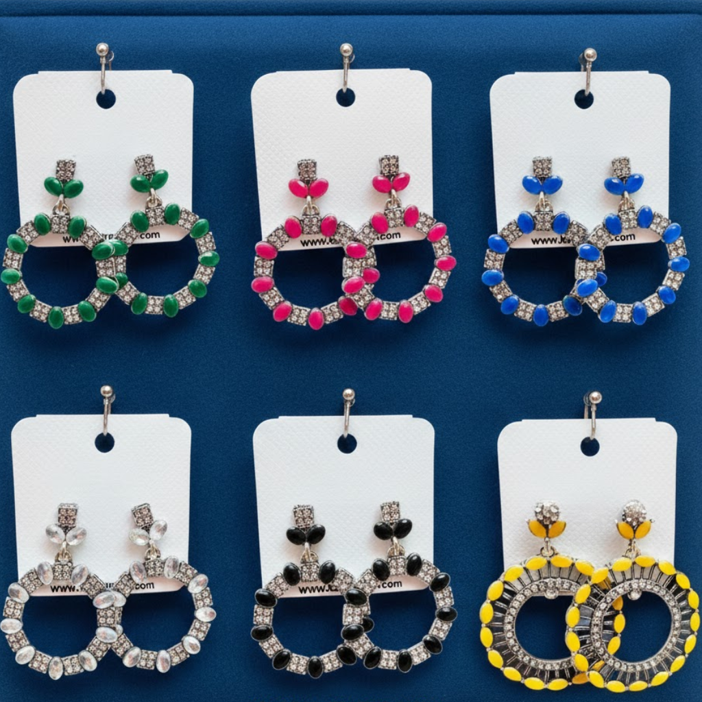 Crystal Bloom Hoop Earrings (1 Pair)