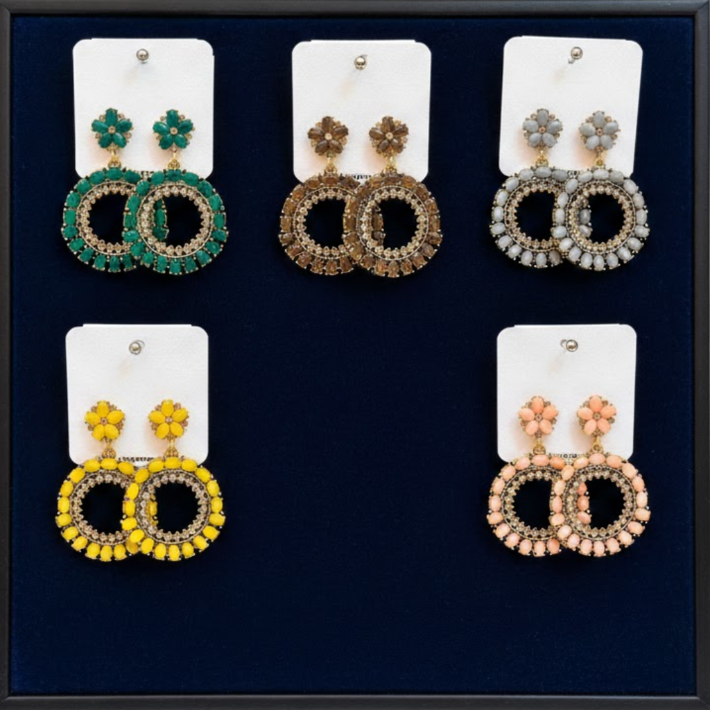 Crystal Bloom Hoop Earrings (1 Pair)