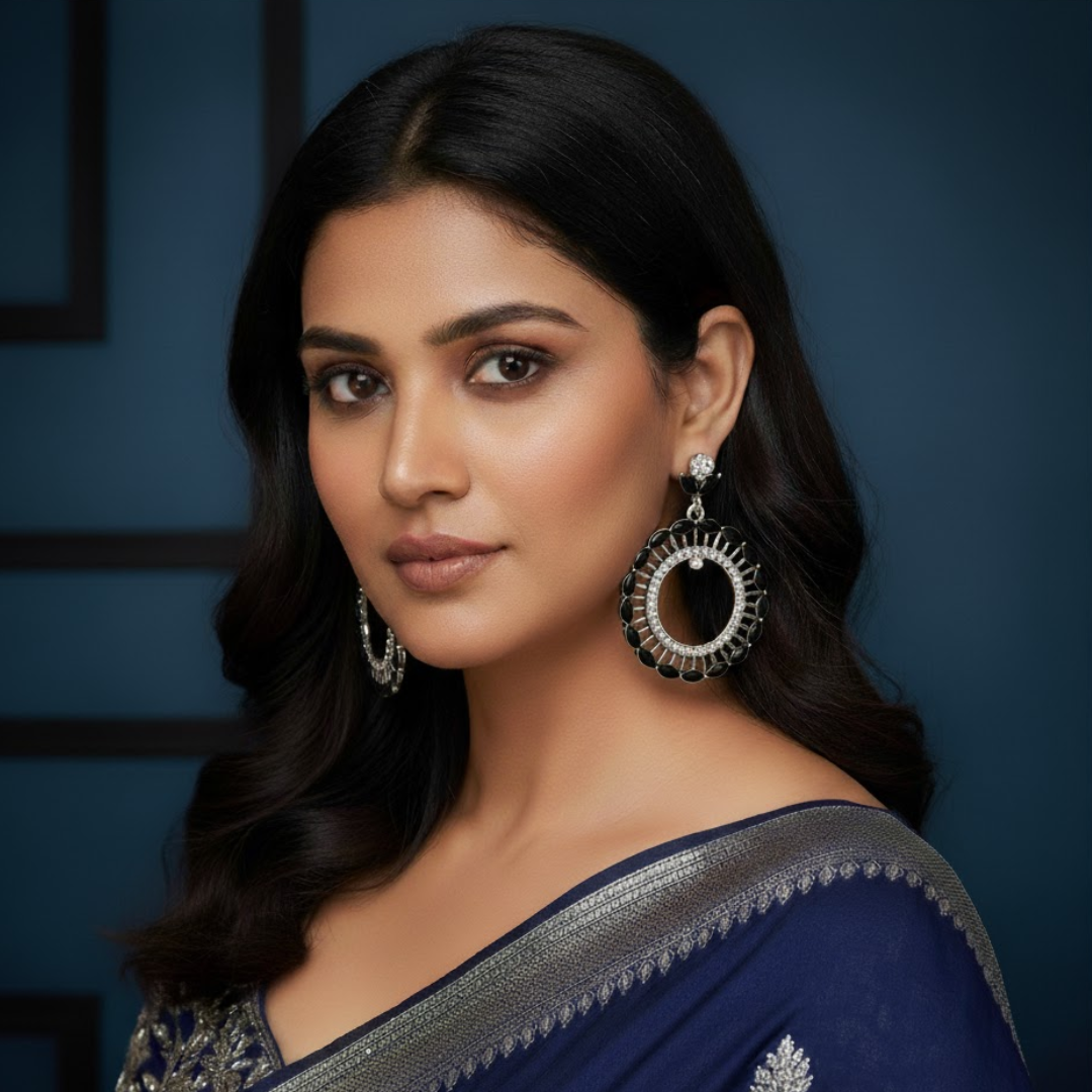 Crystal Bloom Hoop Earrings (1 Pair)