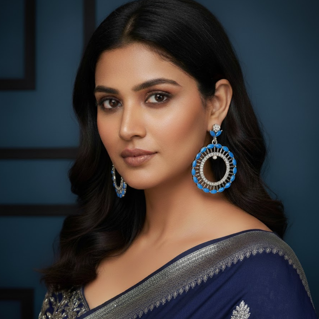 Crystal Bloom Hoop Earrings (1 Pair)