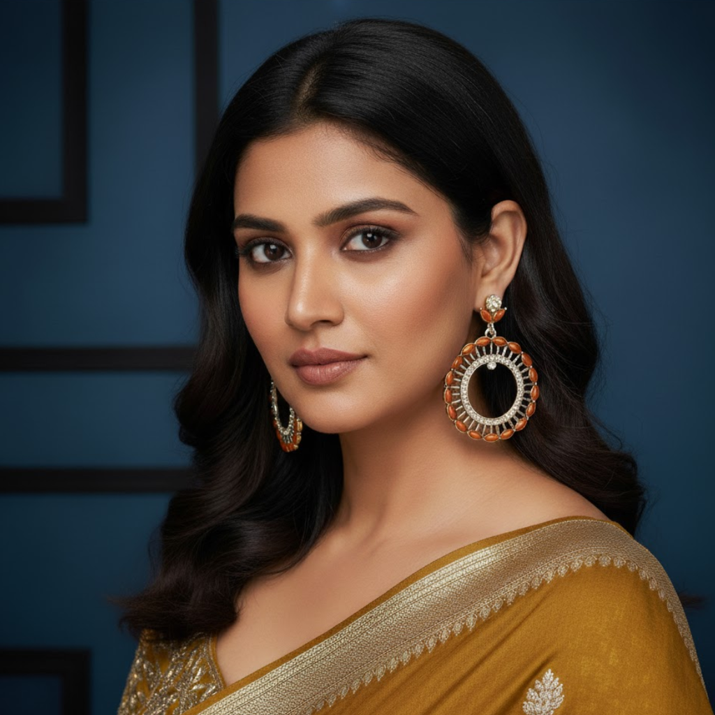 Crystal Bloom Hoop Earrings (1 Pair)