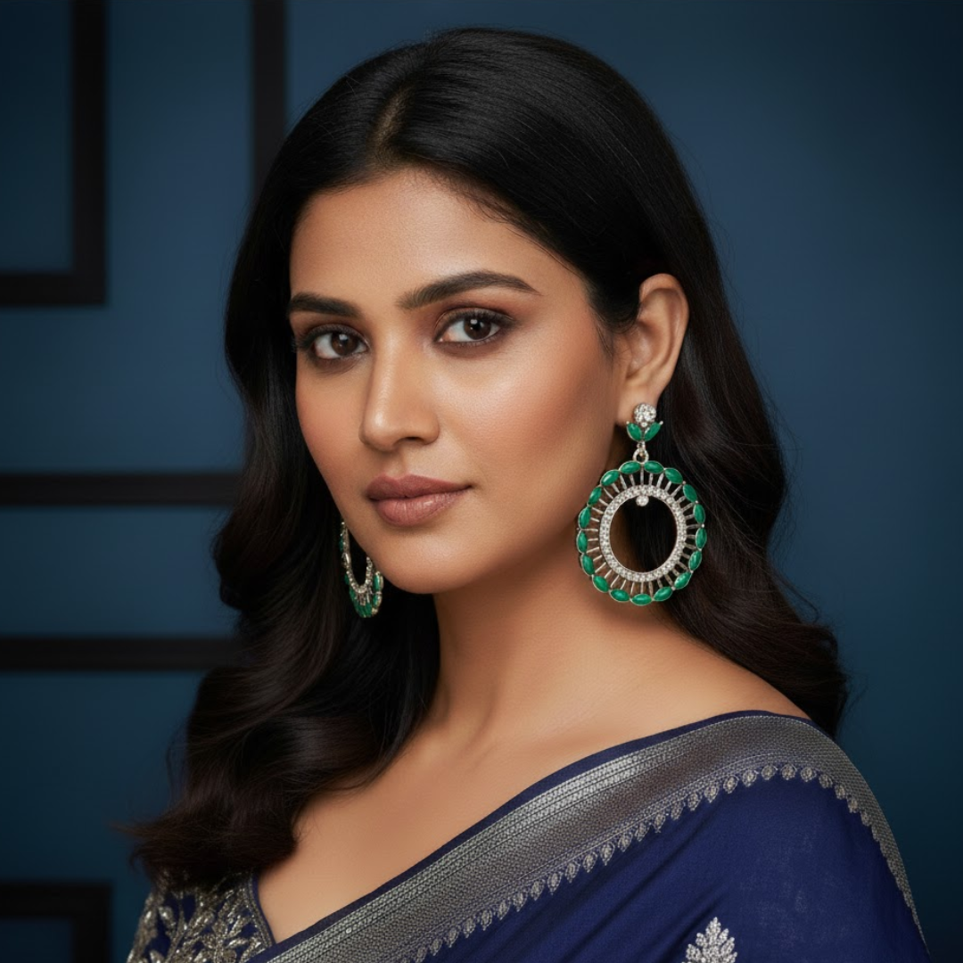 Crystal Bloom Hoop Earrings (1 Pair)