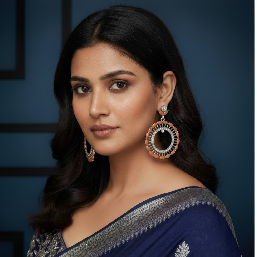 Crystal Bloom Hoop Earrings (1 Pair)