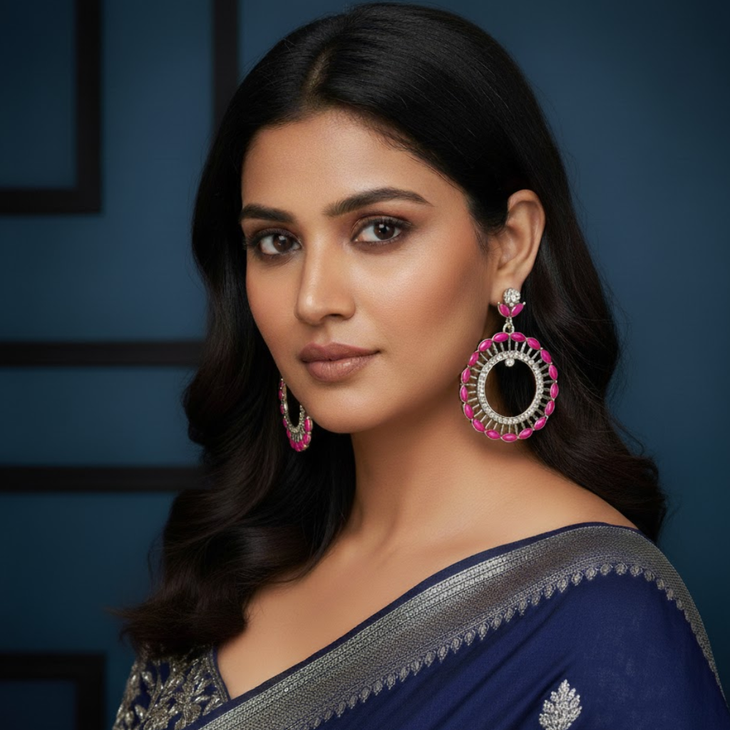 Crystal Bloom Hoop Earrings (1 Pair)