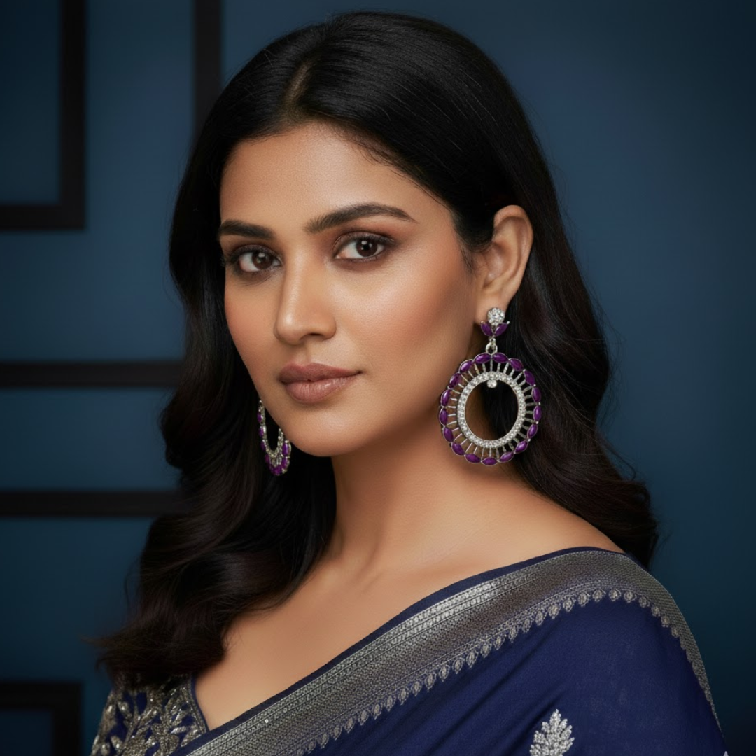 Crystal Bloom Hoop Earrings (1 Pair)