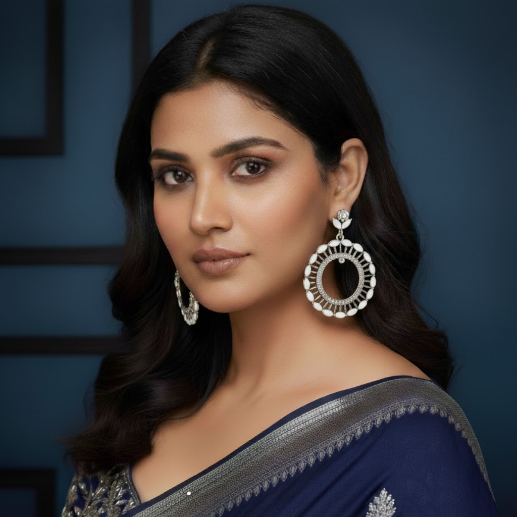 Crystal Bloom Hoop Earrings (1 Pair)