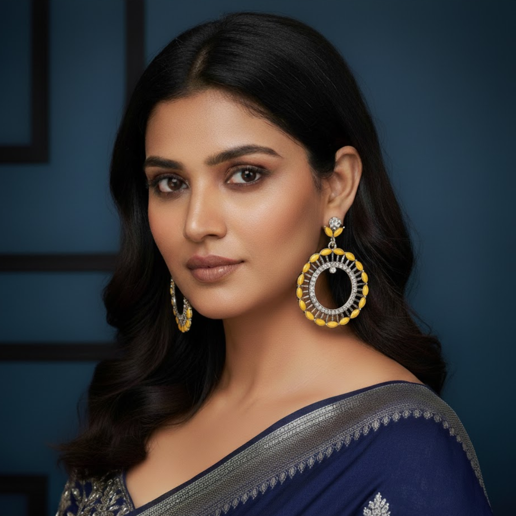 Crystal Bloom Hoop Earrings (1 Pair)