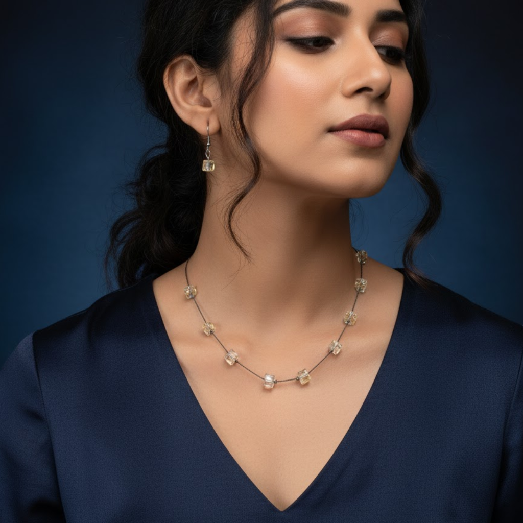 Prism Elegance Necklace & Earrings Set (1Pc)