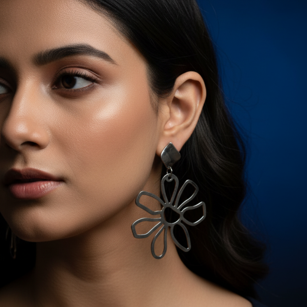 Floral Radiance Statement Earrings (1Pc)