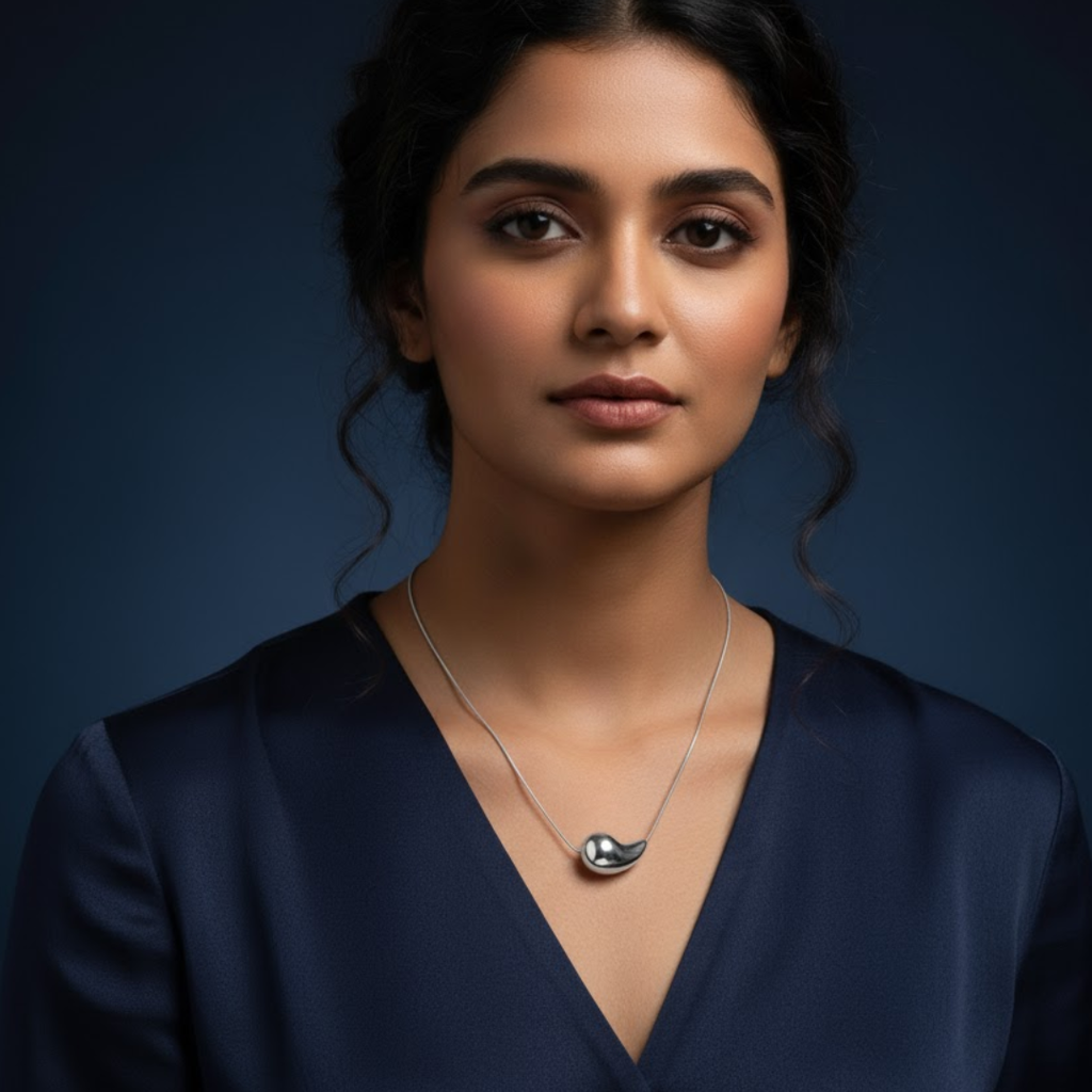 WaveDrop Reversible Silver Necklace (1Pc)