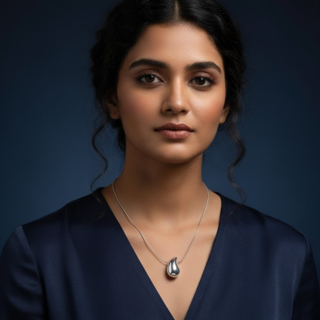 WaveDrop Reversible Silver Necklace (1Pc)