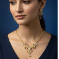 Ruby Blossom Gold Necklace Set with Earrings (1Pc)