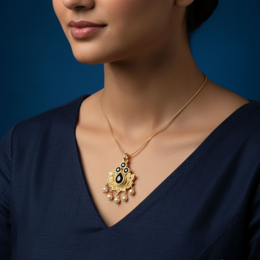 Lotus Pendant Necklace – Indian Ethnic Style (1Pc)