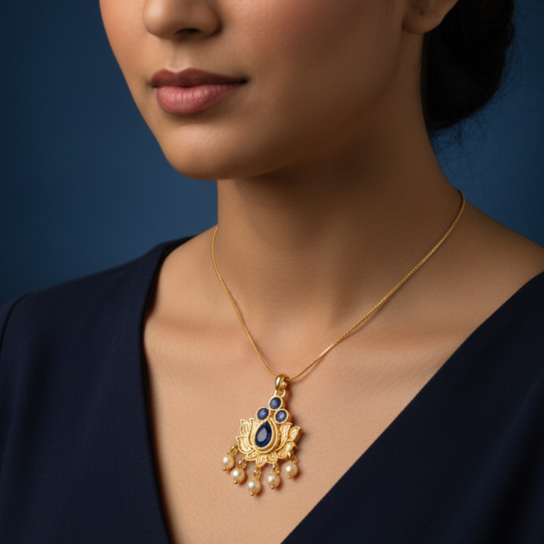 Lotus Pendant Necklace – Indian Ethnic Style (1Pc)