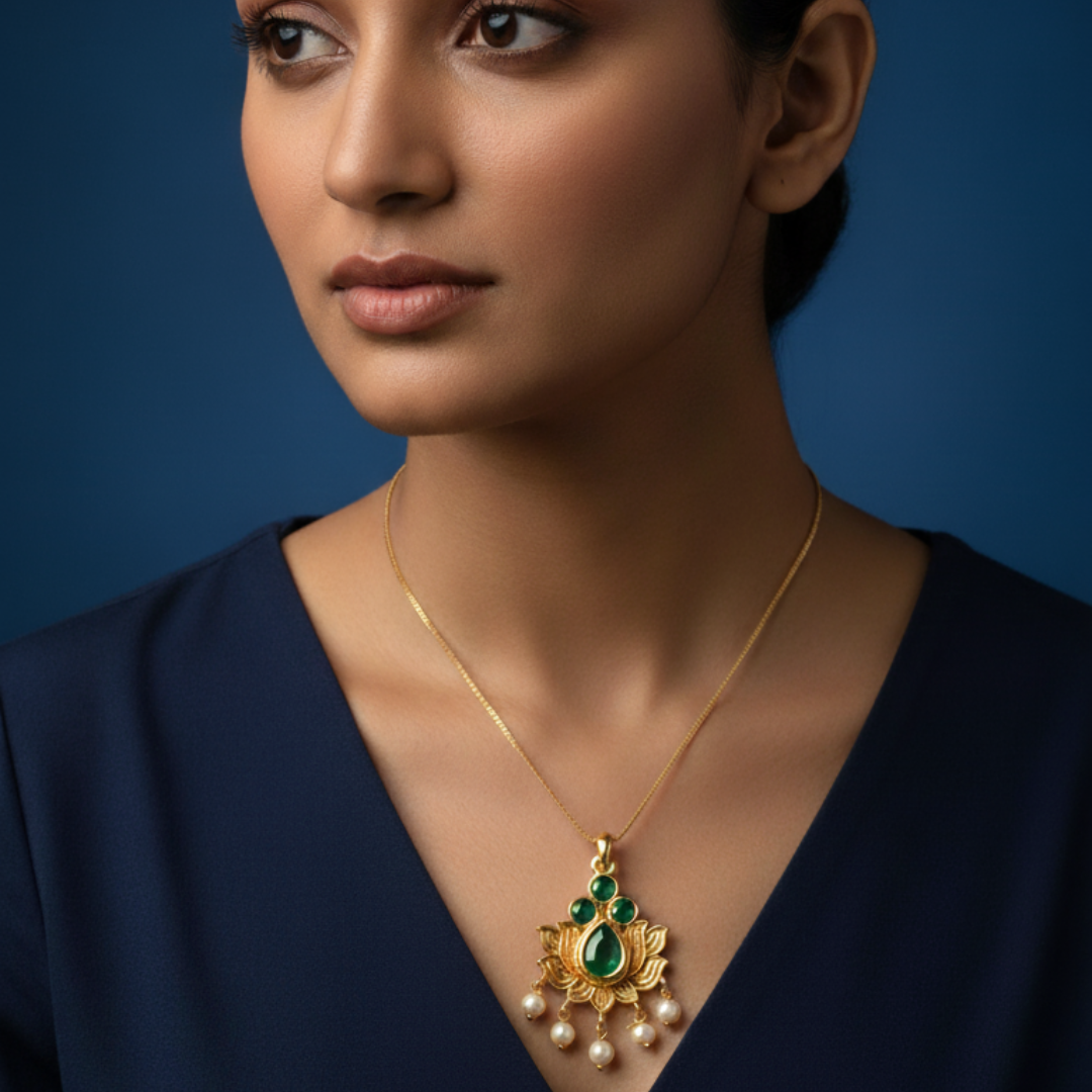 Lotus Pendant Necklace – Indian Ethnic Style (1Pc)