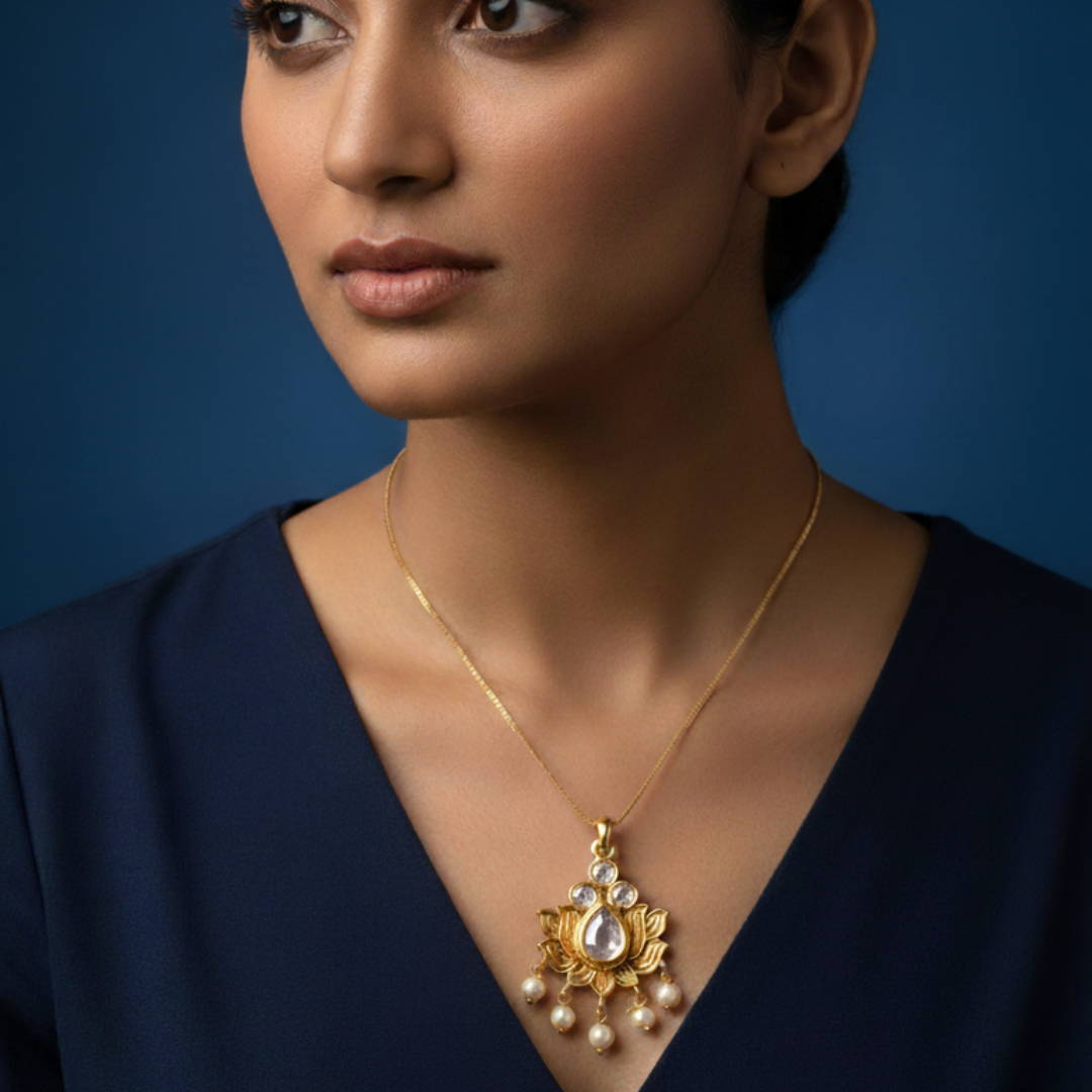 Lotus Pendant Necklace – Indian Ethnic Style (1Pc)