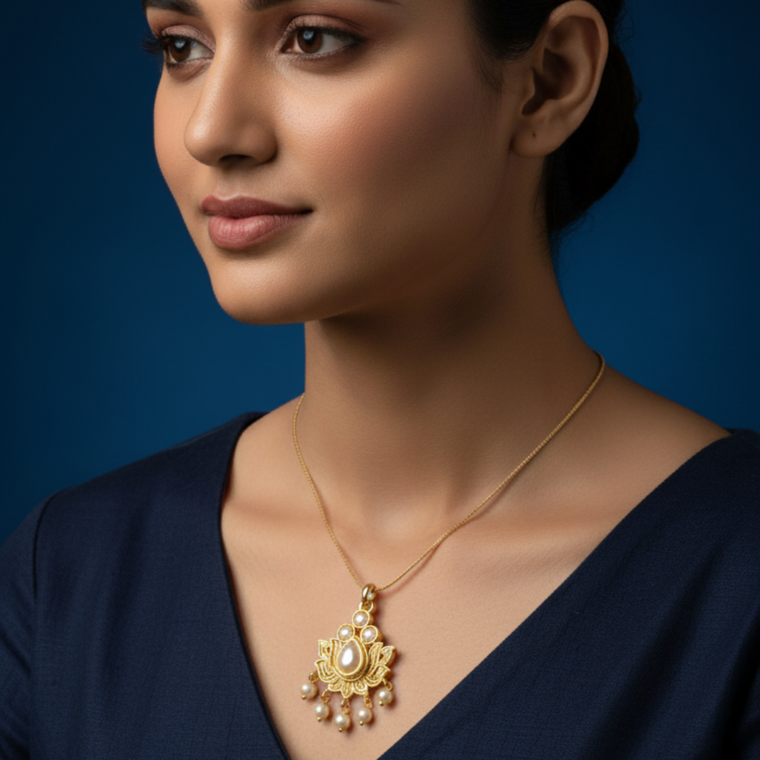 Lotus Pendant Necklace – Indian Ethnic Style (1Pc)