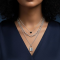 Silver HeartLock Layered Necklace (1Pc)